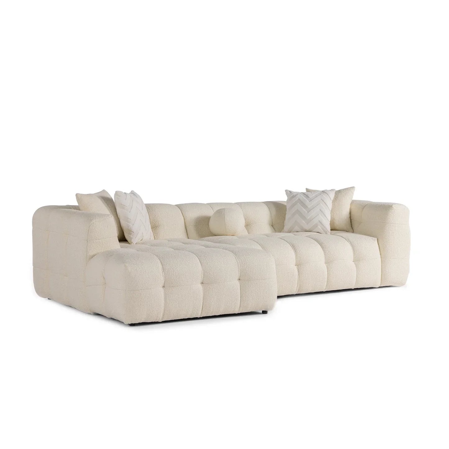 Brooklyn Ivory Boucle L Shape Sectional Sofa - Ornate Home