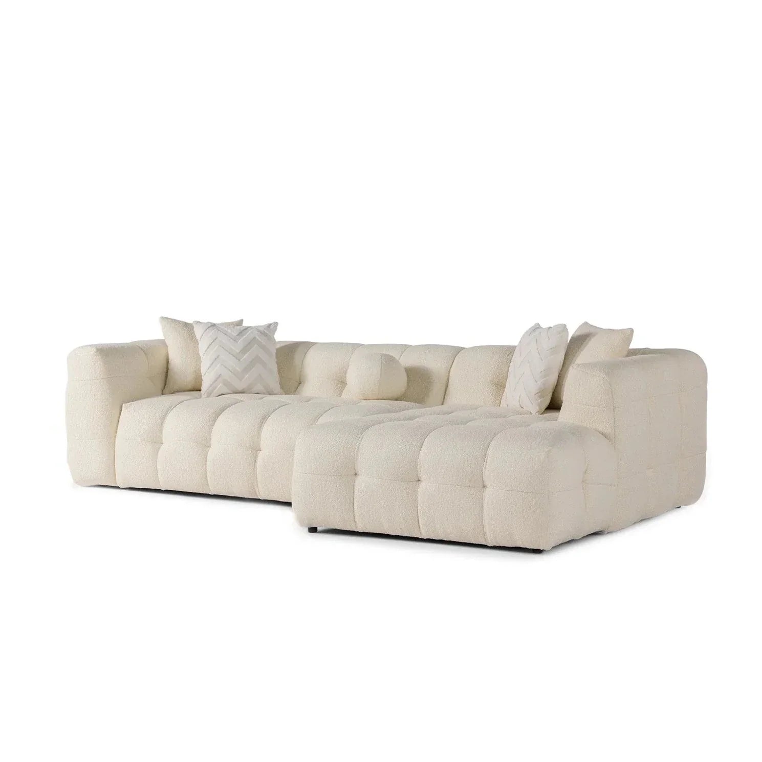 Brooklyn Ivory Boucle L Shape Sectional Sofa - Ornate Home