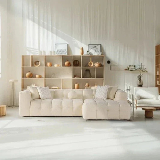 Brooklyn Ivory Boucle L Shape Sectional Sofa - Ornate Home