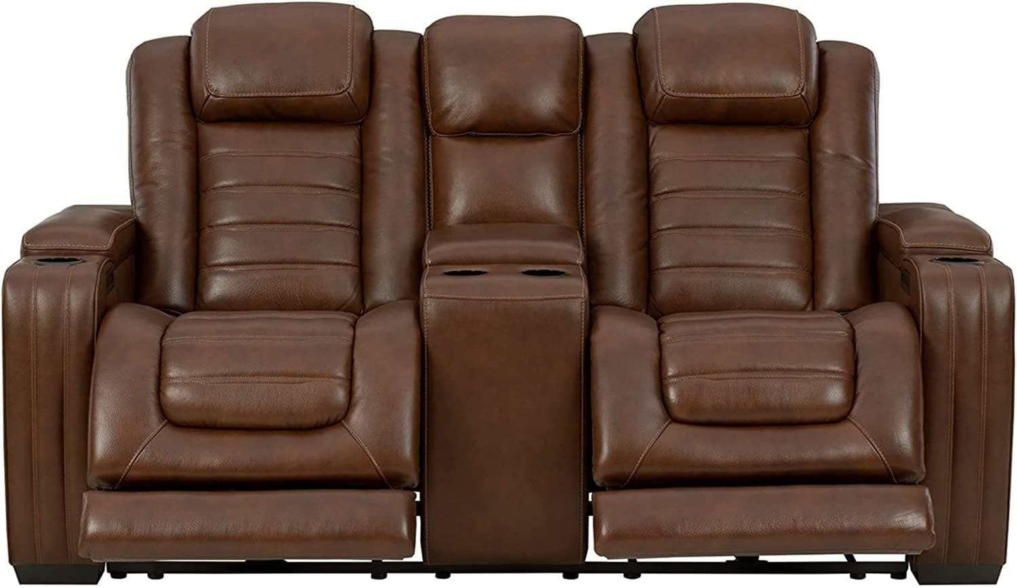 Backtrack Chocolate Power Reclining Loveseat w/ Console