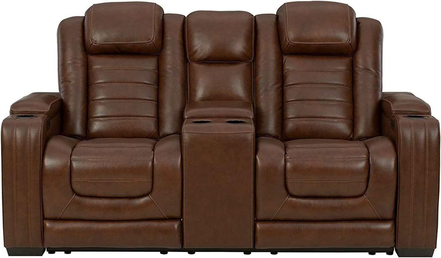 Backtrack Chocolate Power Reclining Loveseat w/ Console