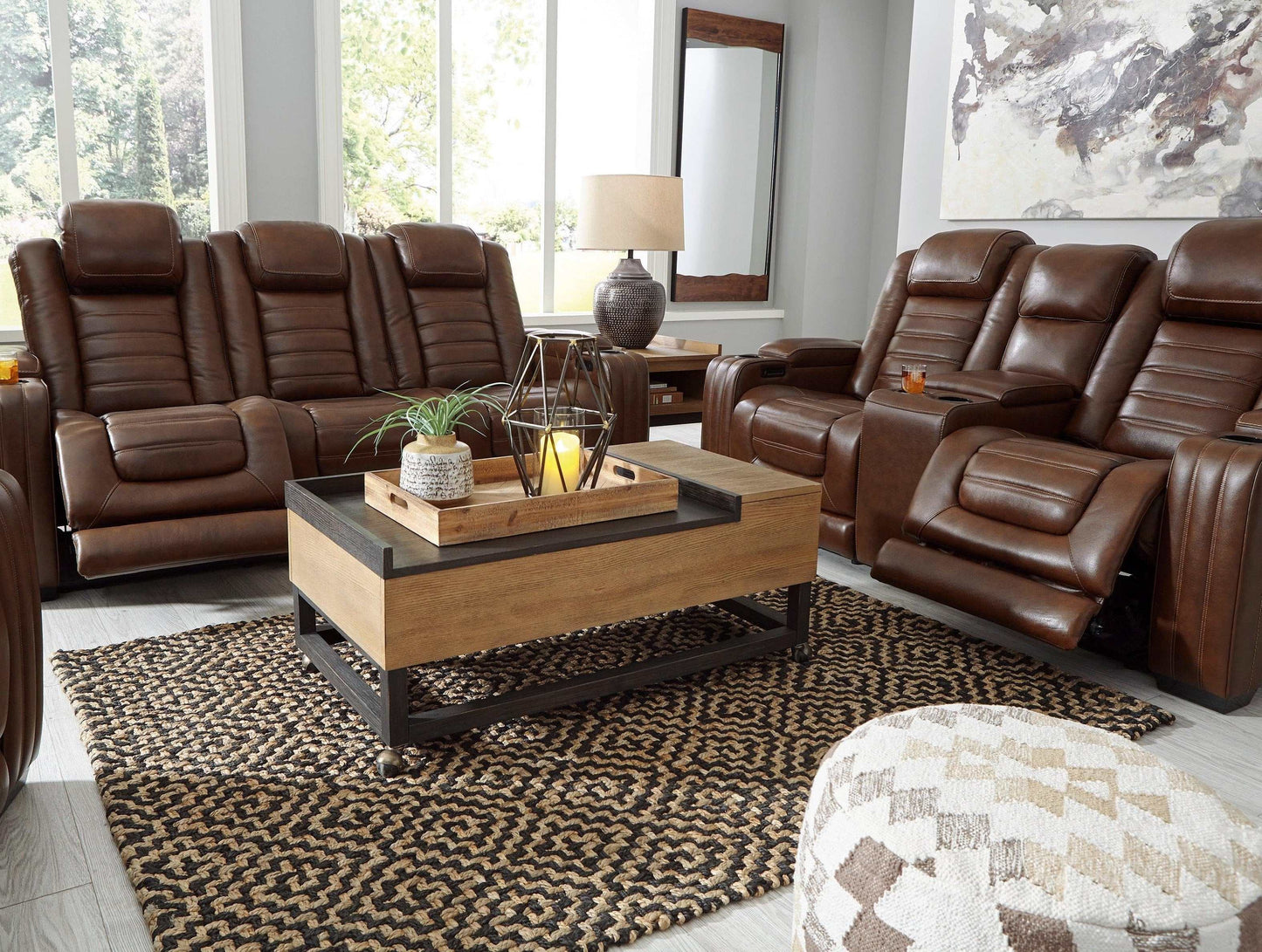 Backtrack Chocolate Power Reclining Sofa & Loveseat / 2pc Set