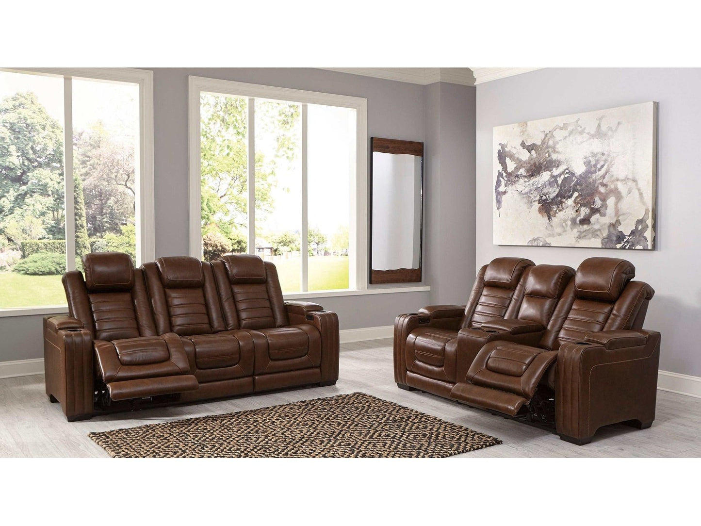 Backtrack Chocolate Power Reclining Sofa & Loveseat / 2pc Set