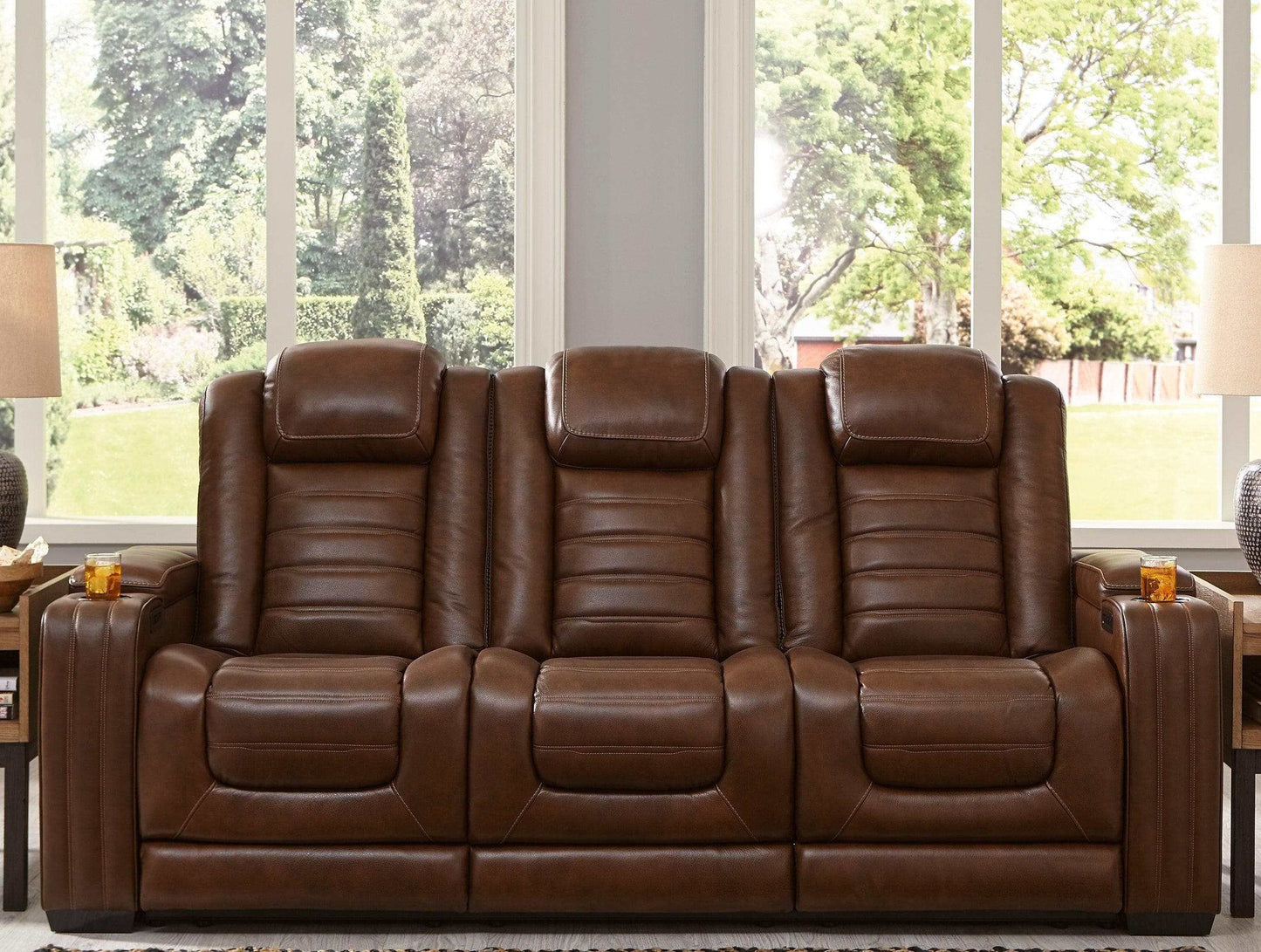 Backtrack Chocolate Power Reclining Sofa & Loveseat / 2pc Set