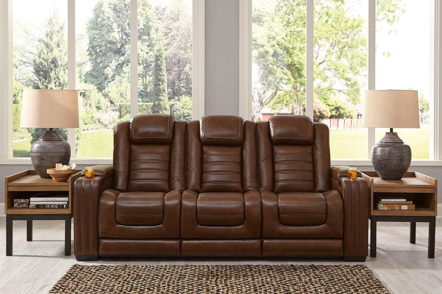 Backtrack Chocolate Power Reclining Sofa & Loveseat / 2pc Set