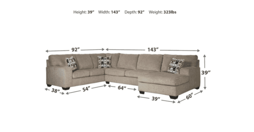 Ballinasloe Platinum 3pc Sectional Sofa w/ Chaise