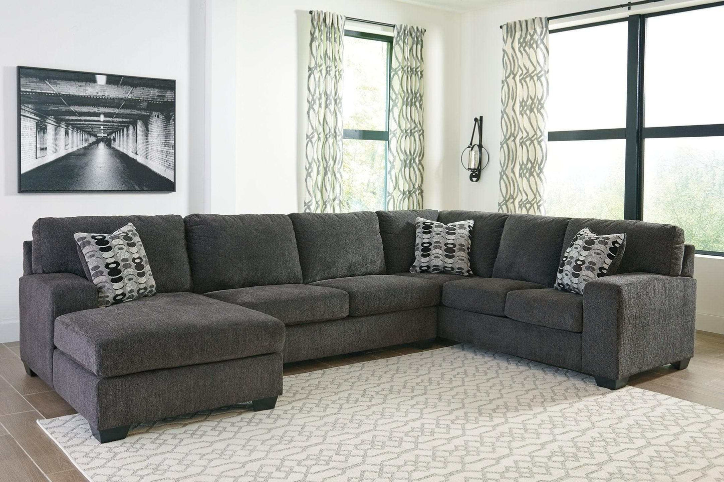 Ballinasloe Smoke 3pc Sectional w/ Chaise