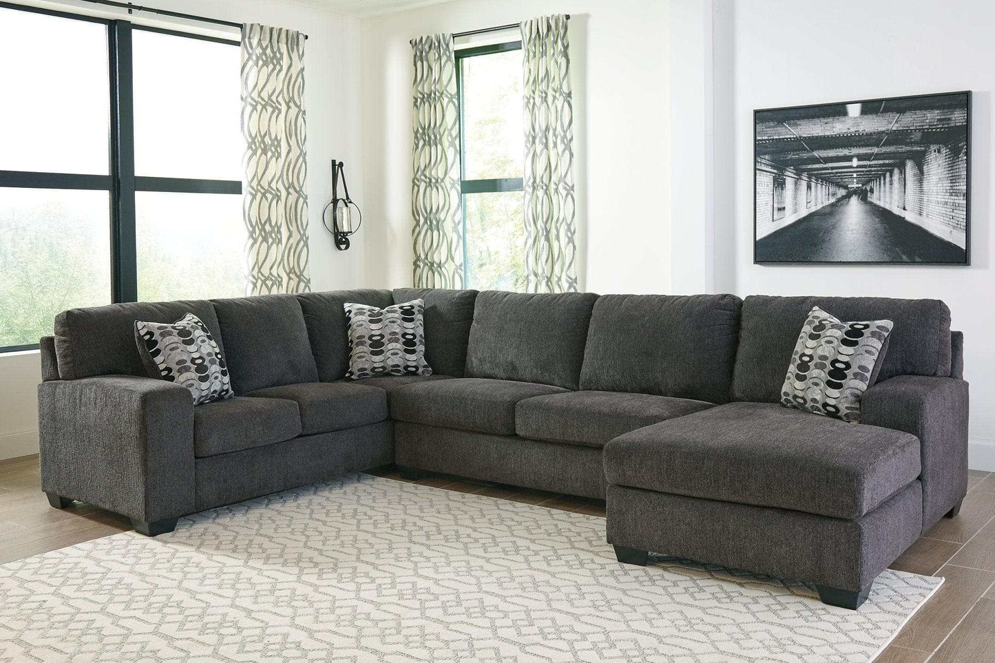 Ballinasloe Smoke 3pc Sectional w/ Chaise