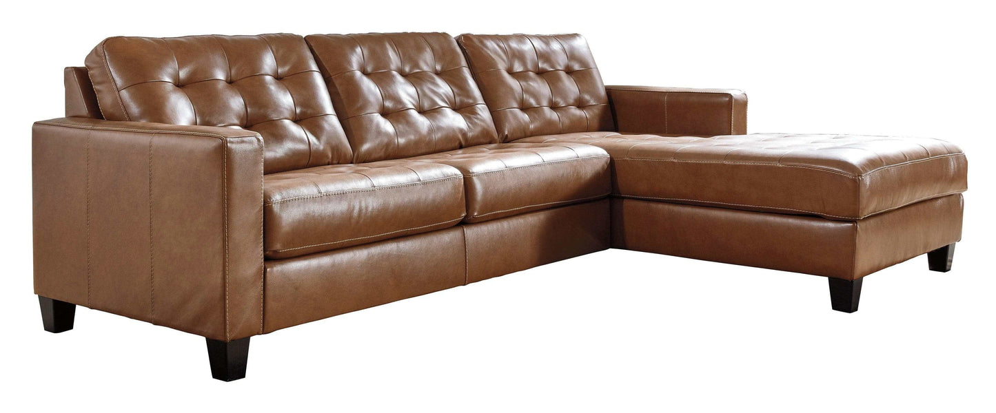 Baskove Auburn Leather Match 2pc Sectional w/ Chaise