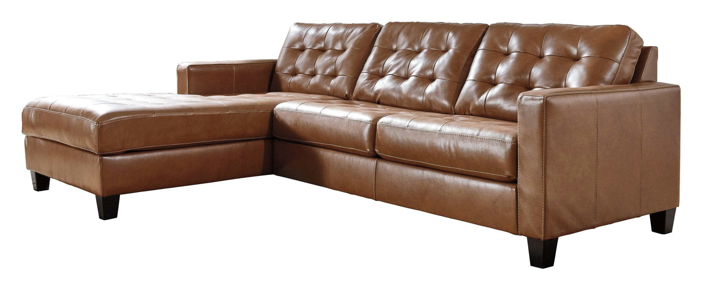 Baskove Auburn Leather Match 2pc Sectional w/ Chaise