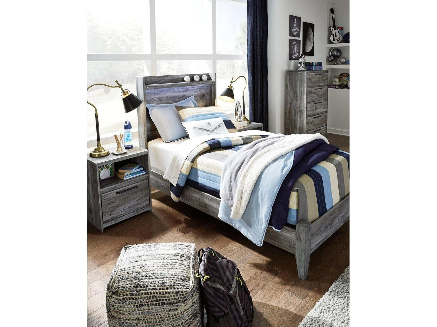 Baystorm Gray Twin Panel Bed