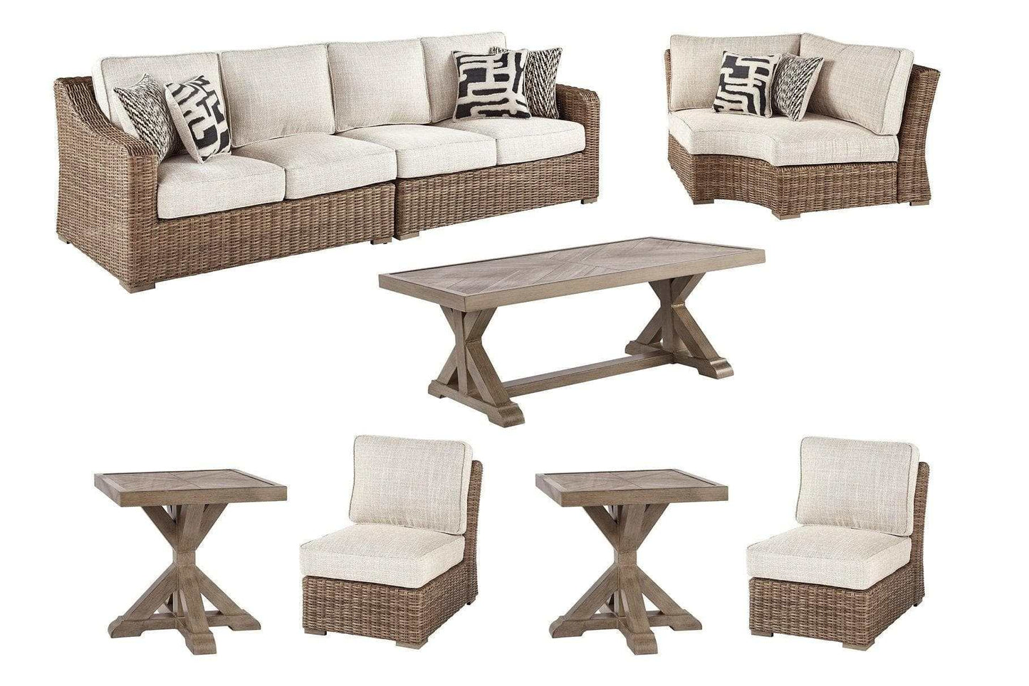 Beachcroft Beige Outdoor Seating Set / 8pc