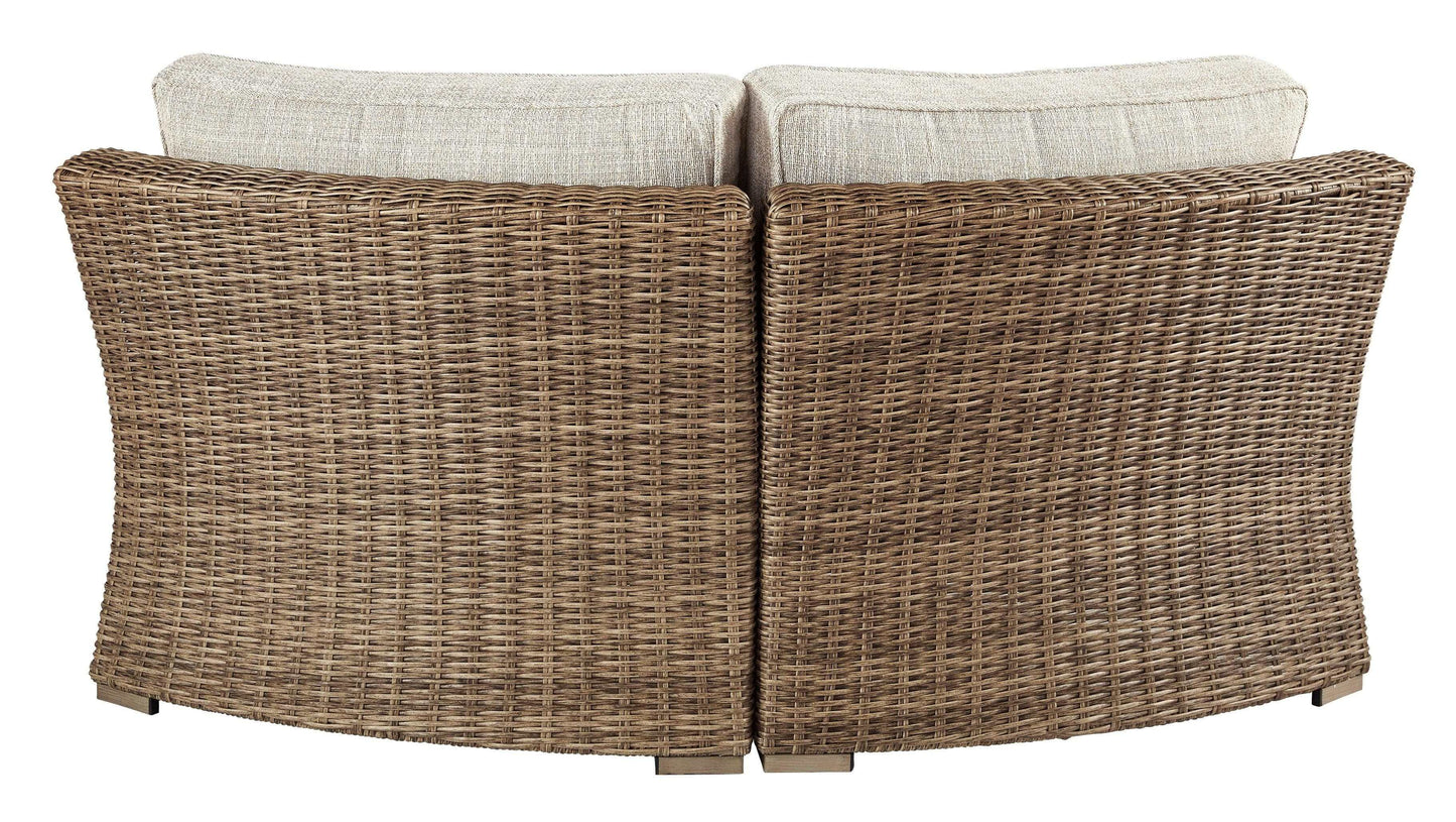 Beachcroft Beige 3pc L Shape Outdoor Sofa Set w/ Cushion