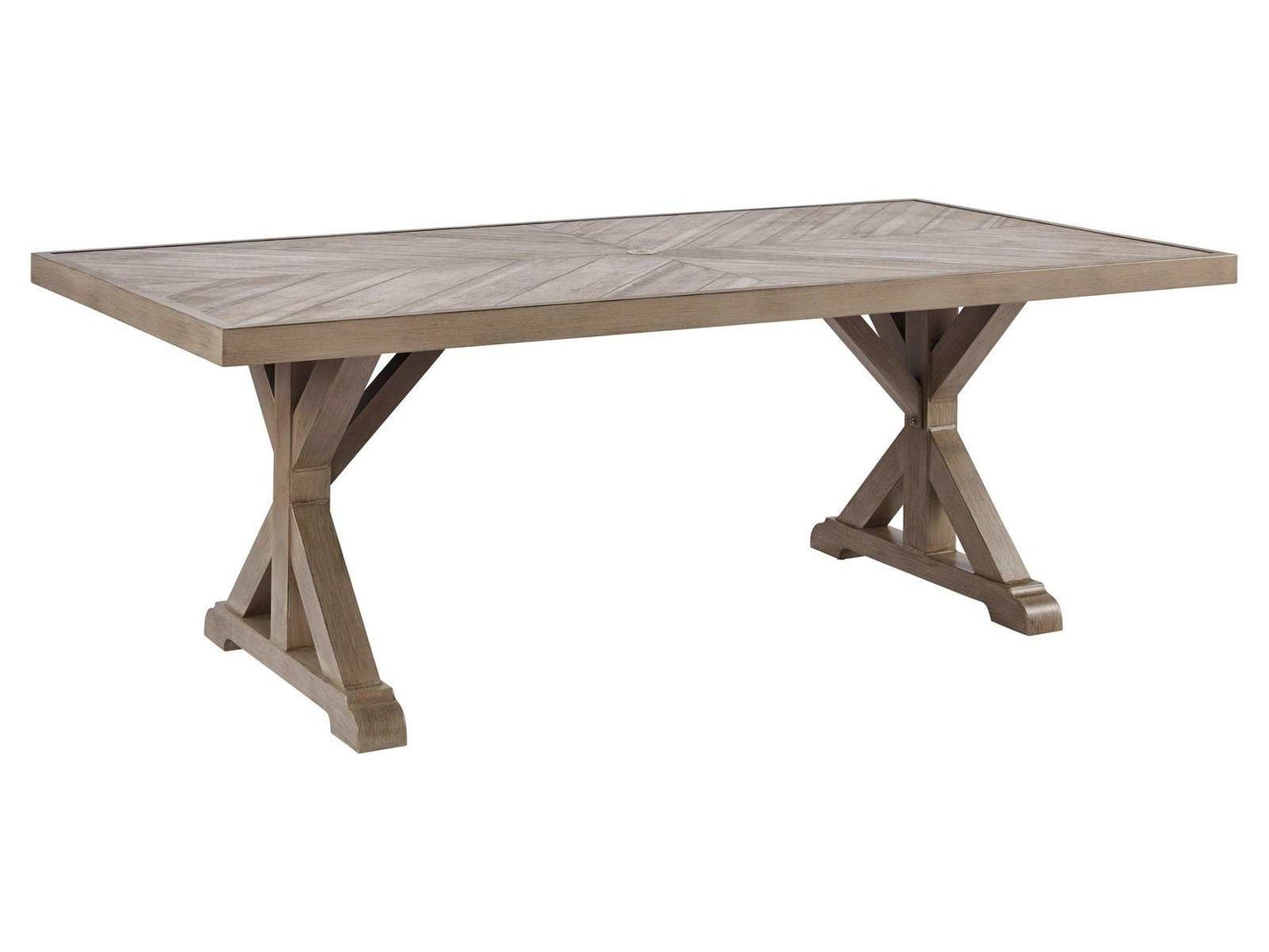 Beachcroft Beige Dining Table w/ Umbrella Option