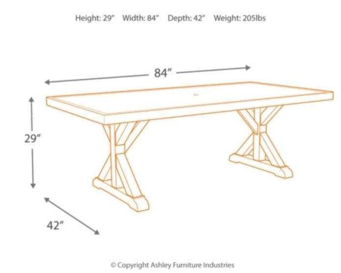 Beachcroft Beige Dining Table w/ Umbrella Option