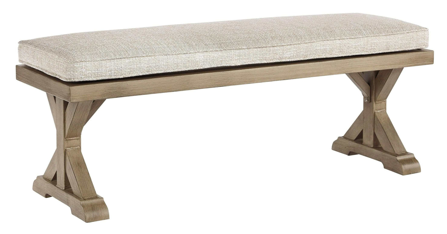 Beachcroft Beige Outdoor Bench w/ Cushion