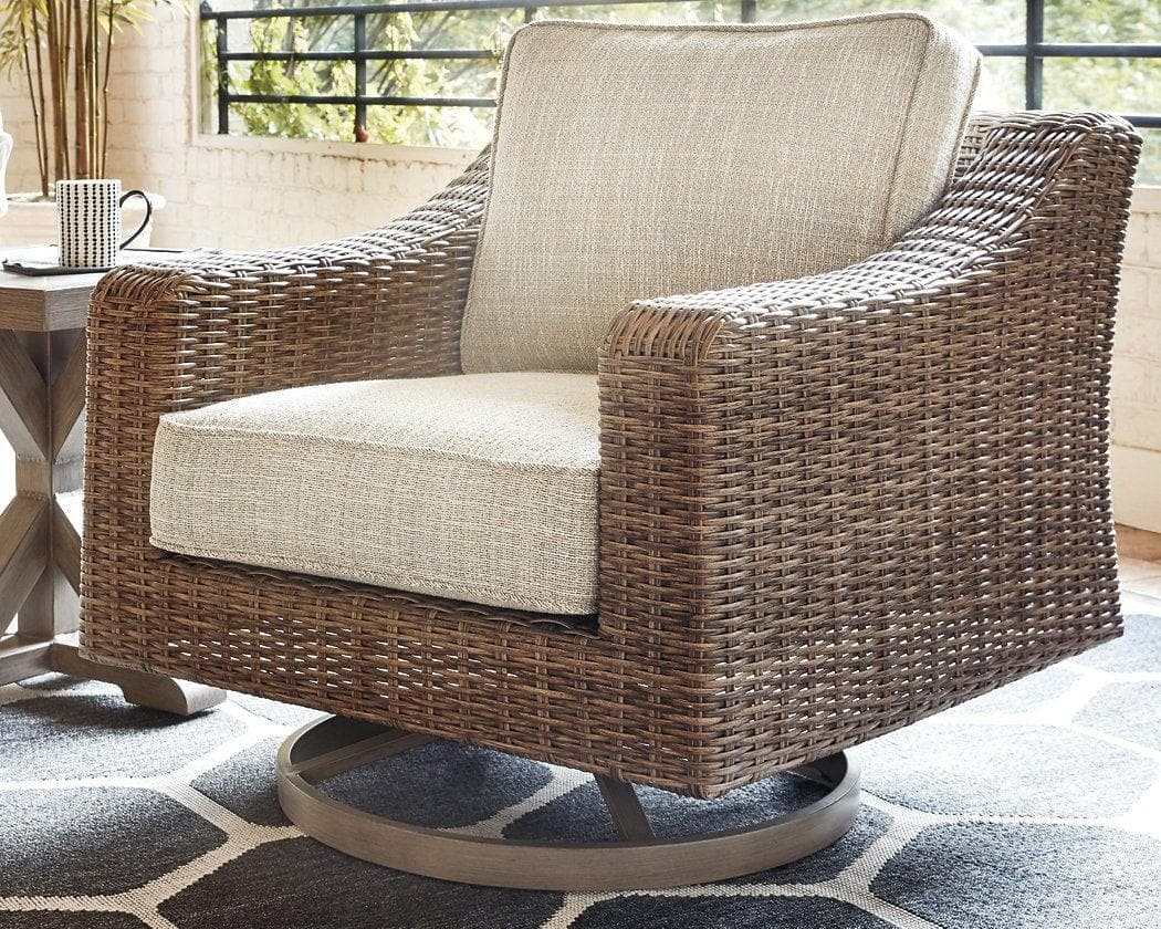 Beachcroft Beige Outdoor Swivel Lounge Chair