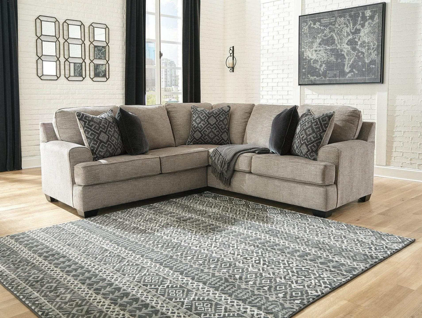 Bovarian Stone 2pc Sectional L Shape Sofa