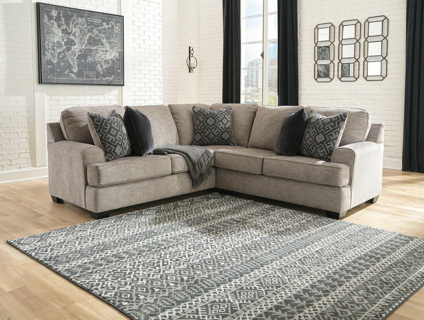 Bovarian Stone 2pc Sectional L Shape Sofa