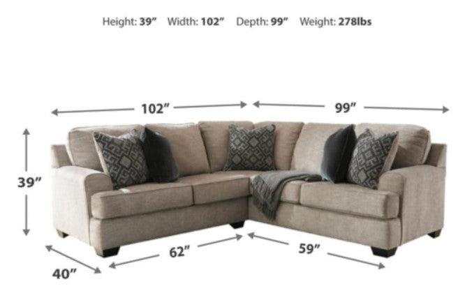 Bovarian Stone 2pc Sectional L Shape Sofa