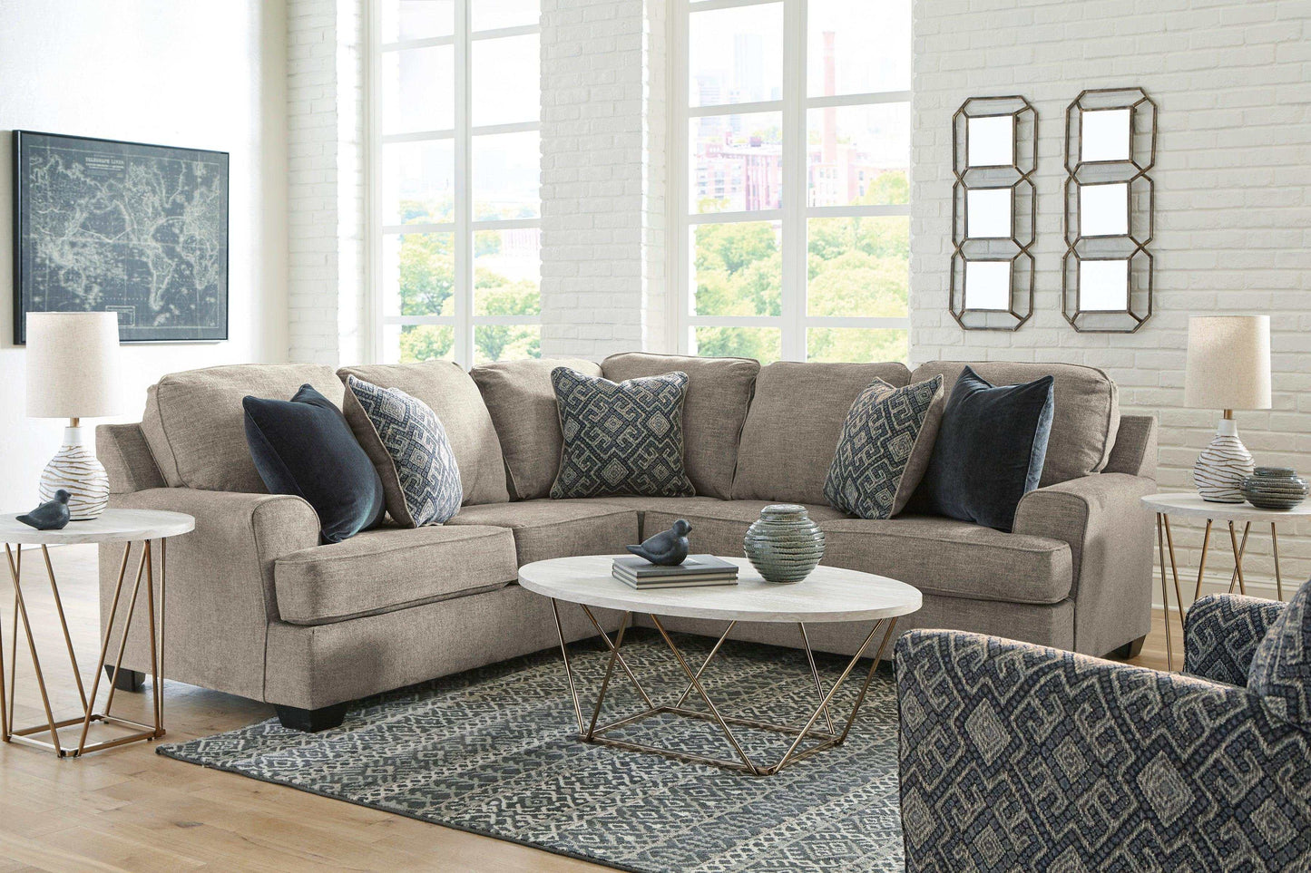 Bovarian Stone 2pc Sectional L Shape Sofa