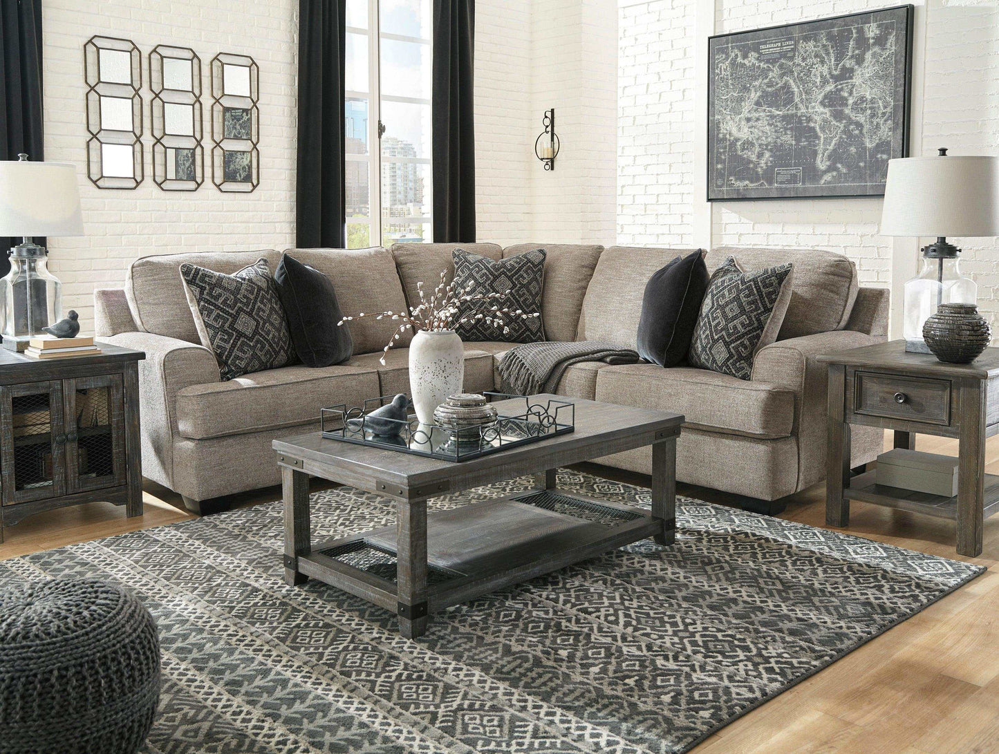 Bovarian Stone 2pc Sectional L Shape Sofa