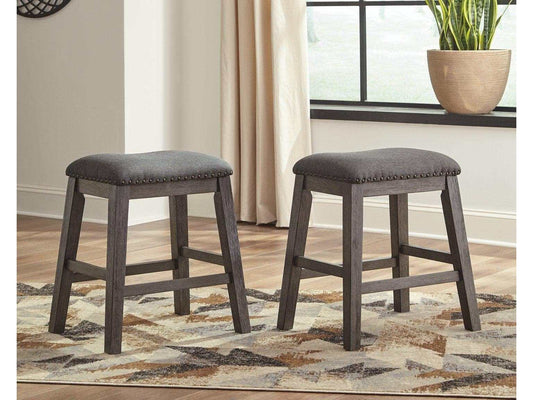 Caitbrook Gray Counter Height Uph. Bar Stool /Chair (Set of 2)