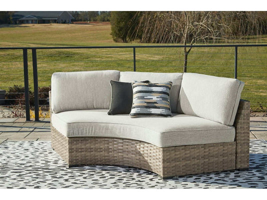 Calworth Outdoor Curved Loveseat with Cushion