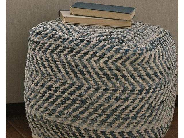 Chevron Blue Pouf