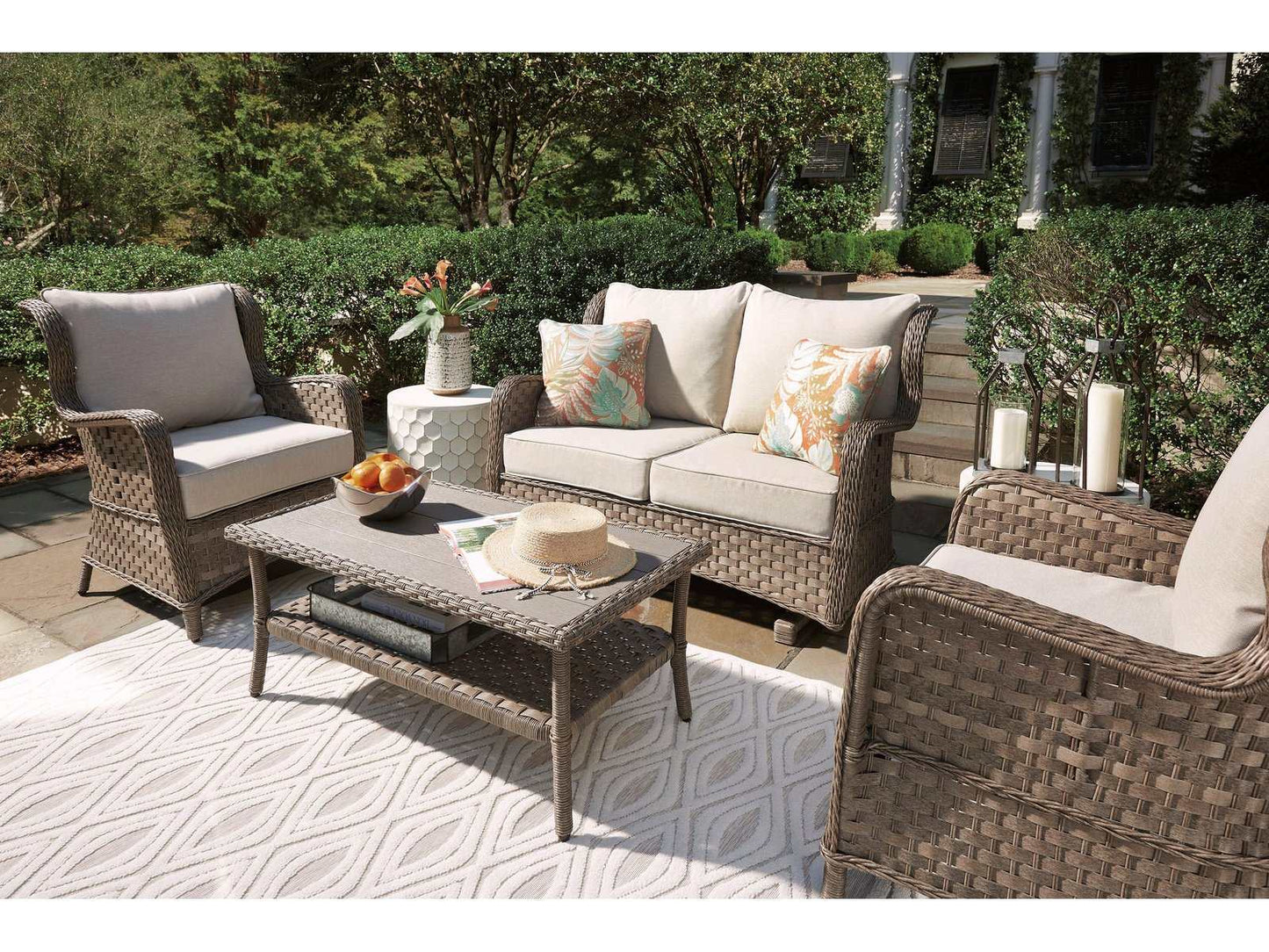 Clear Ridge Light Brown Outdoor Conversation Set / 4pc