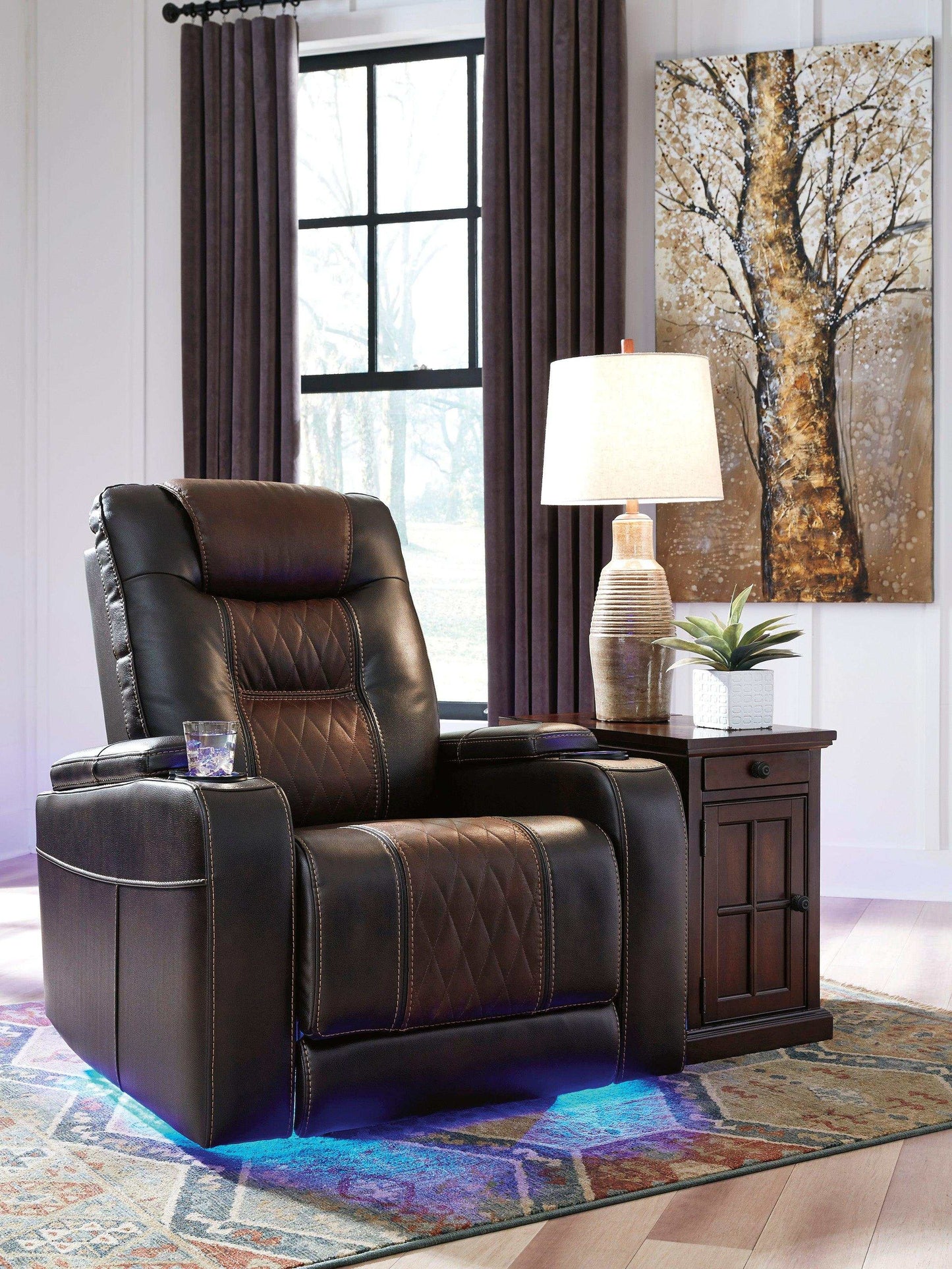 Composer Brown Power Recliner w/ Blue LED