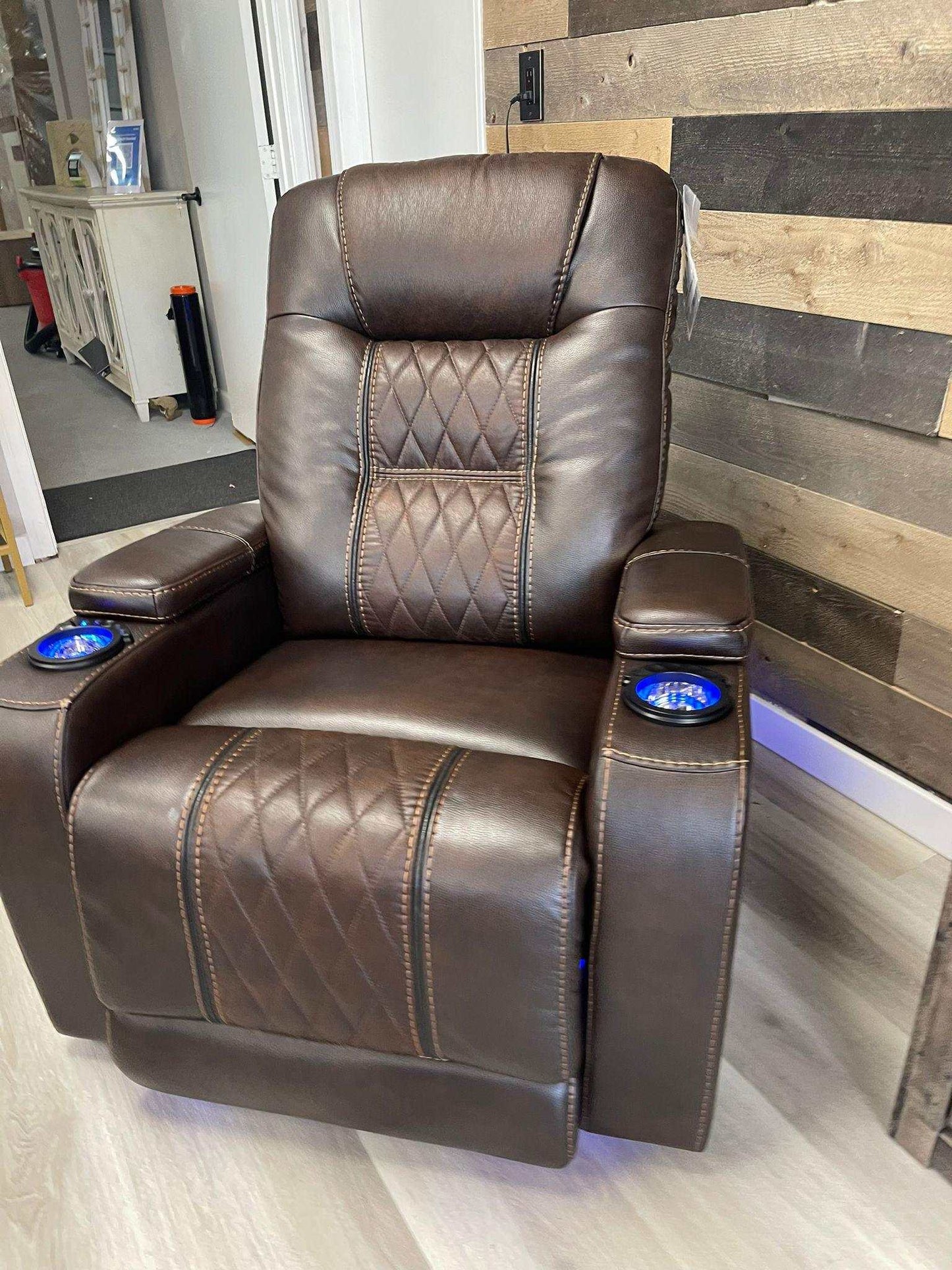 Composer Brown Power Recliner w/ Blue LED