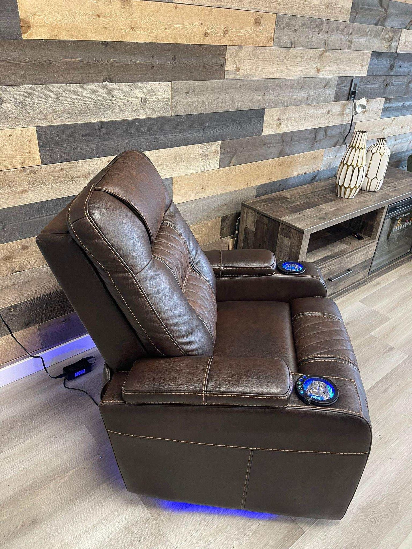 Composer Brown Power Recliner w/ Blue LED