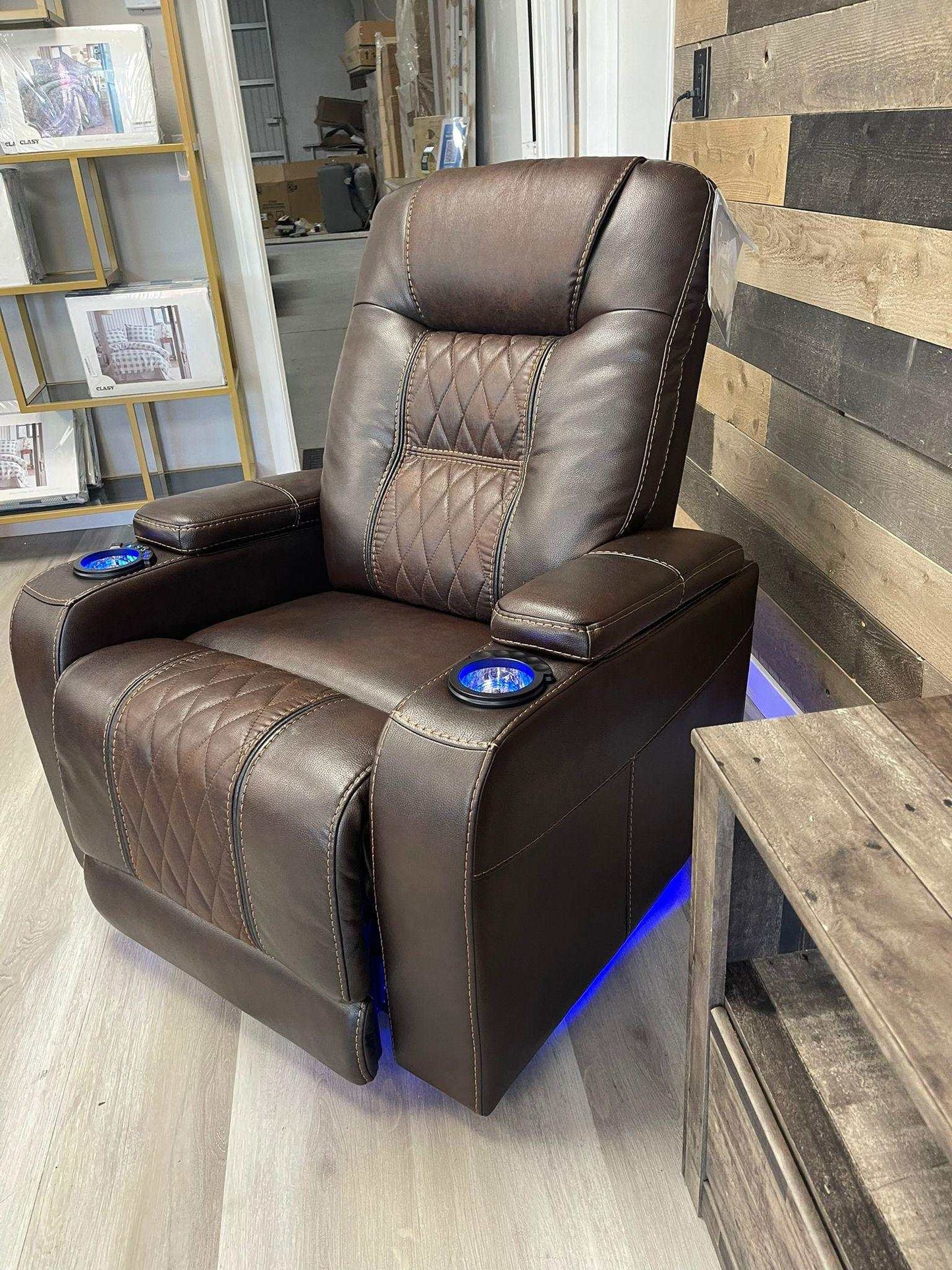 Composer Brown Power Recliner w/ Blue LED