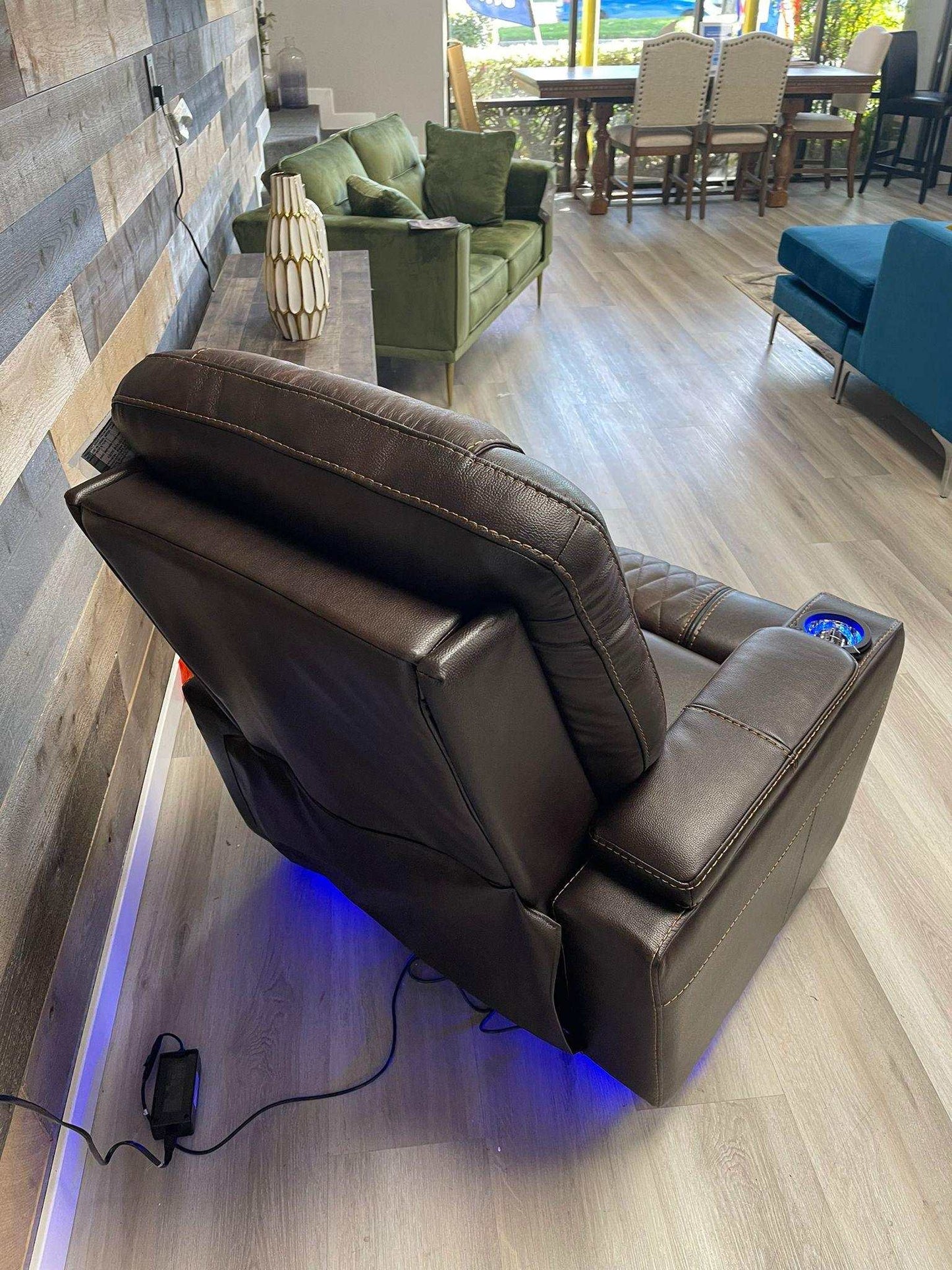 Composer Brown Power Recliner w/ Blue LED