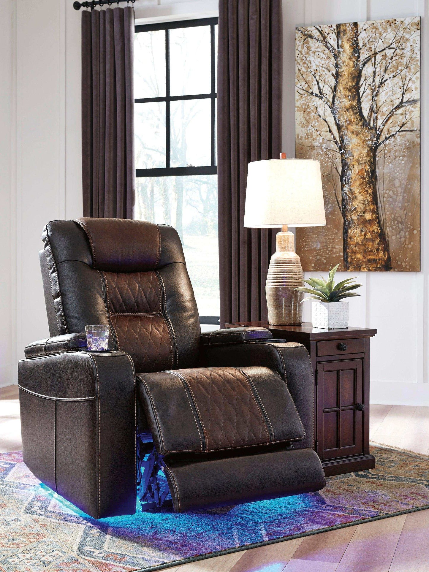 Composer Brown Power Recliner w/ Blue LED