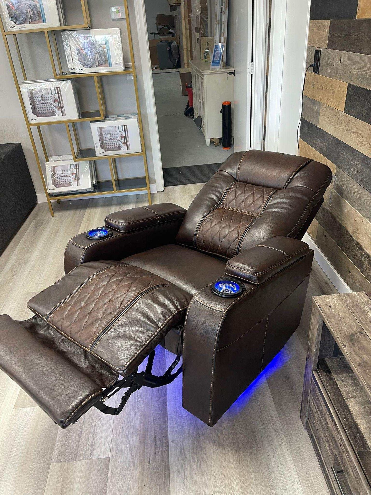 Composer Brown Power Recliner w/ Blue LED