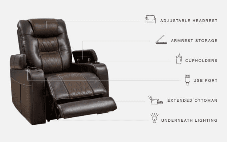 Composer Brown Power Recliner w/ Blue LED