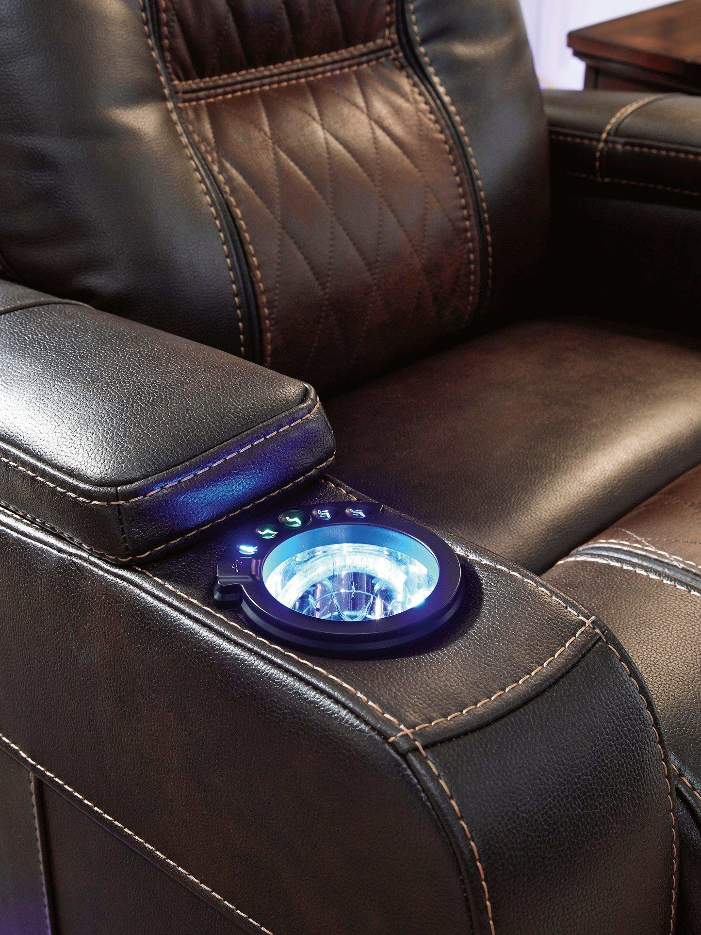 Composer Brown Power Recliner w/ Blue LED