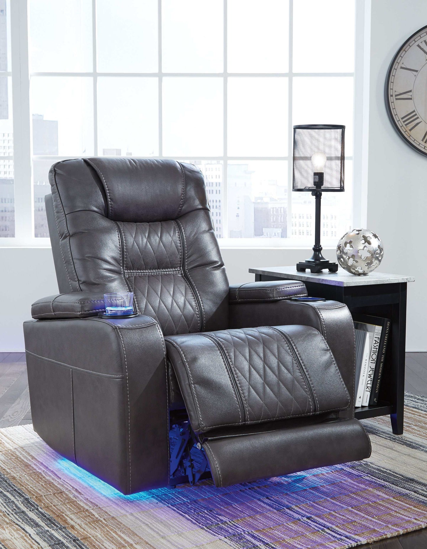 Composer Gray Power Recliner w/ Blue LED