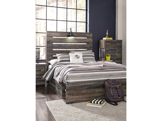 Drystan Multi Color Full Panel Bed w/ 4 Storage Drawers