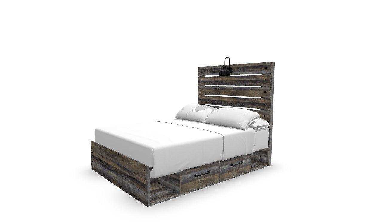 Drystan Multi Color Full Panel Bed w/ 4 Storage Drawers