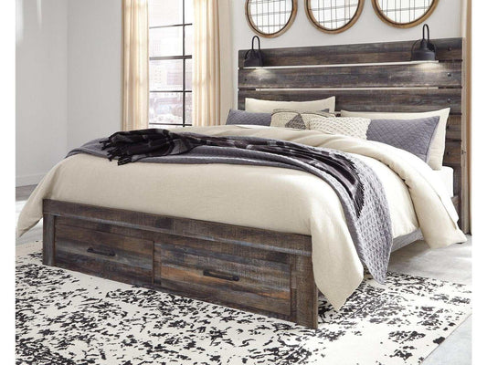 Drystan Multi Tone King Panel Bed w/ FB Storage