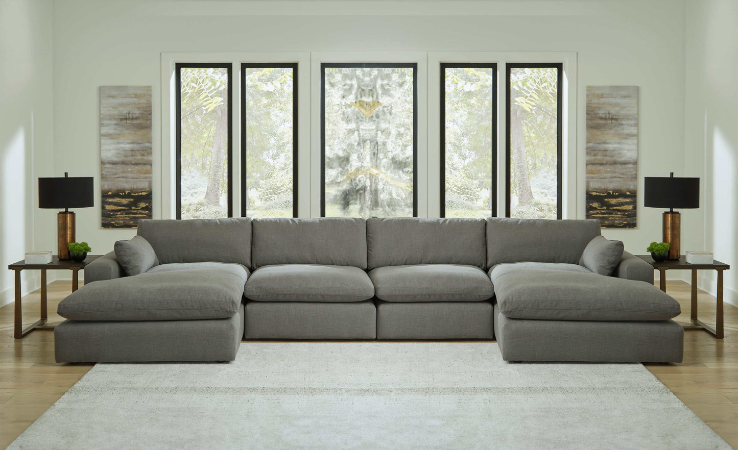 Elyza Smoke 4pc "U" Shape Sectional Sofa