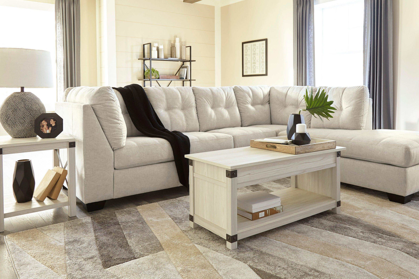 Falkirk Parchment 2pc RAF Chaise Sectional