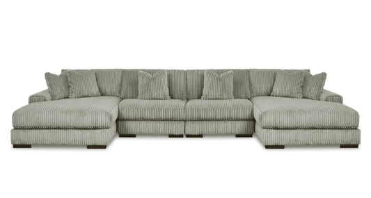 Lindyn Fog 4pc U Shape Double Chaise Sectional