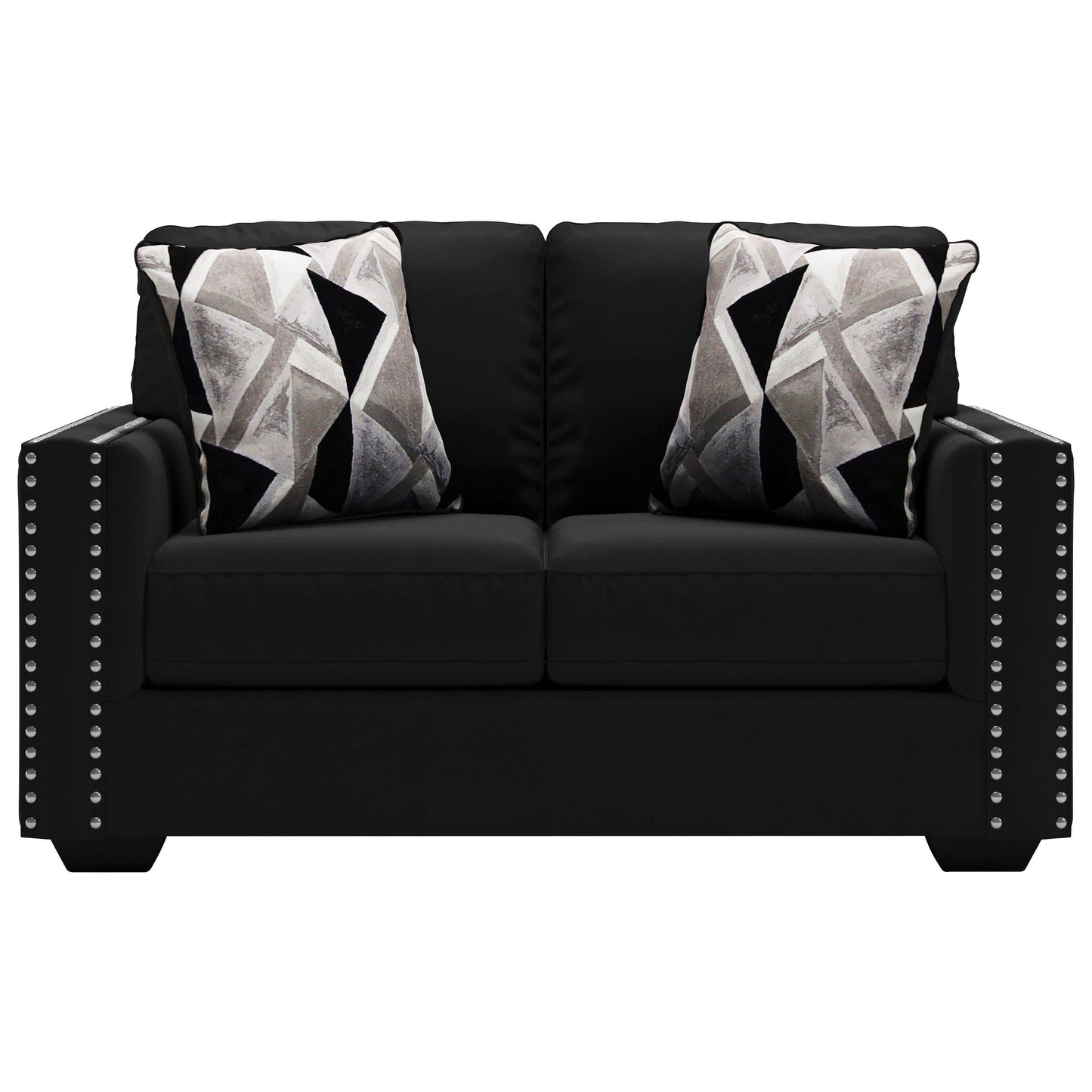 Gleston Onyx Black Velvet Stationary Loveseat