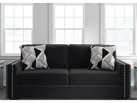 Gleston Onyx Black Velvet Stationary Sofa