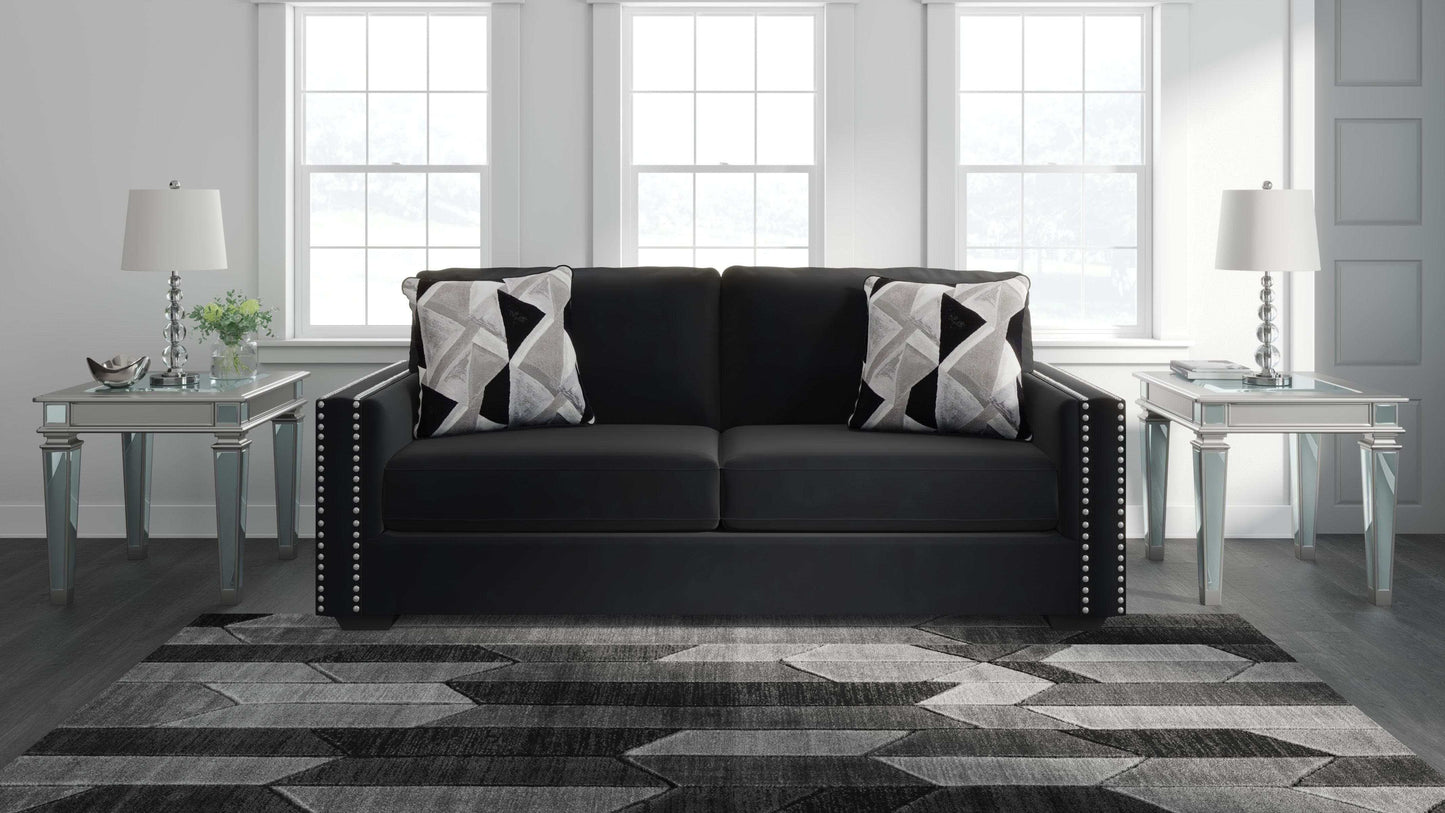 Gleston Onyx Black Velvet Stationary Sofa