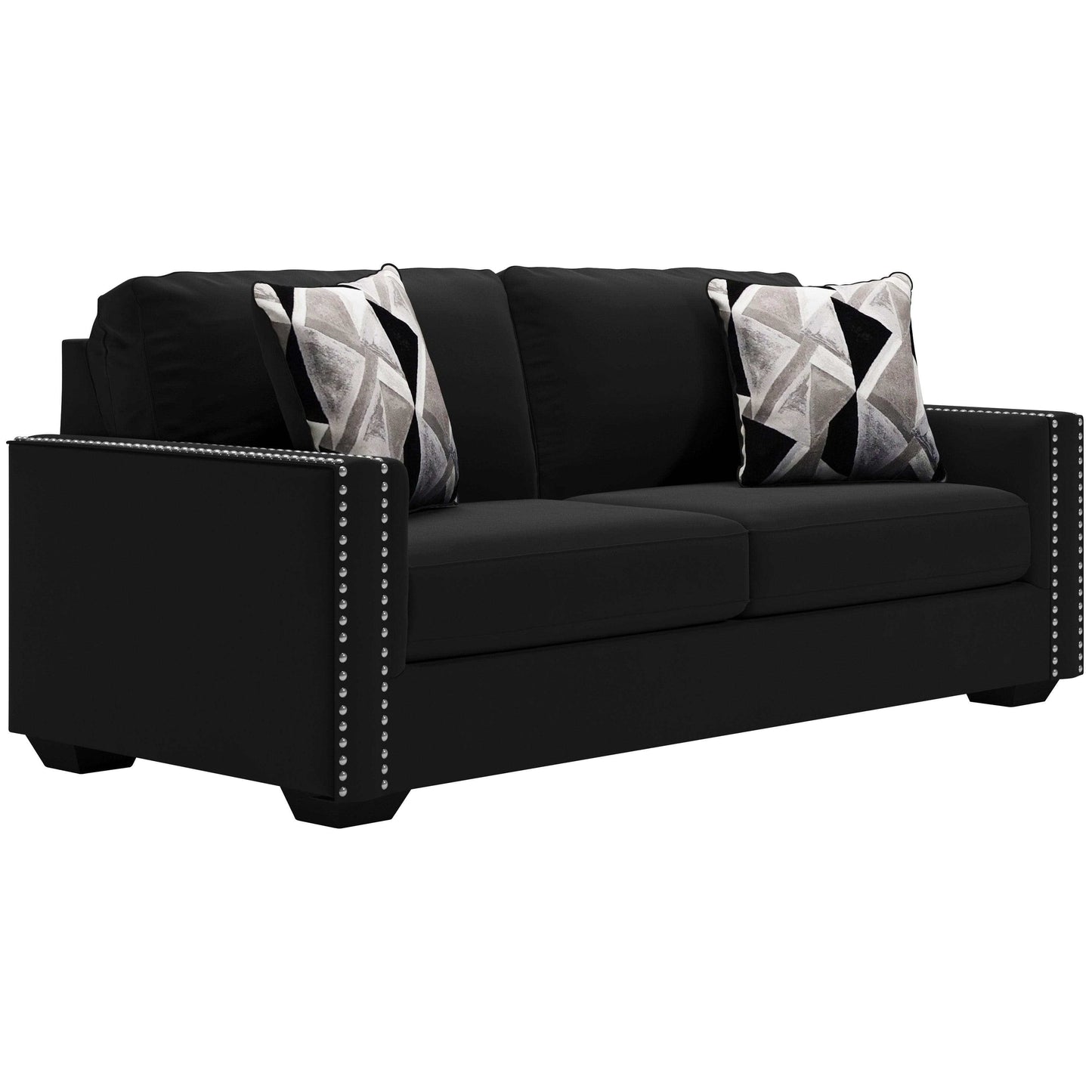 Gleston Onyx Black Velvet Stationary Sofa